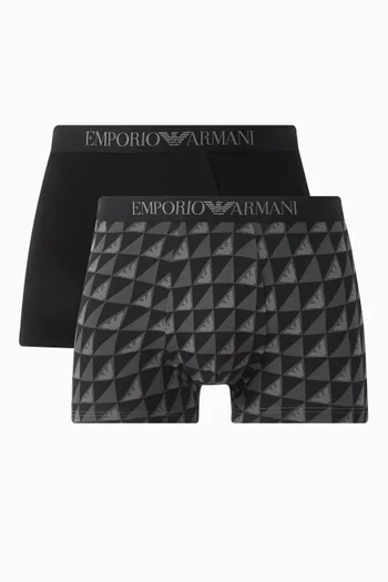 Printed Boxer Briefs in Stretch Cotton, Set of 2