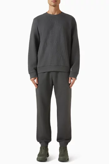 طقم بدلة رياضية بشعار الماركة مزيج قطن