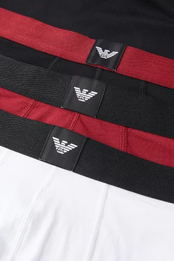 Logo Label Boxer Briefs in Stretch Cotton, Set of 3