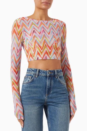 Chevron Crop Top in Nylon Blend
