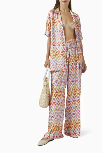 Zig Zag-print Shirt Cover-up