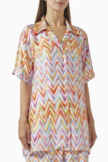 Zig Zag-print Shirt Cover-up