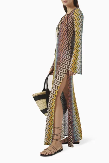 Zig Zag-print Long Cover-up Maxi Dress
