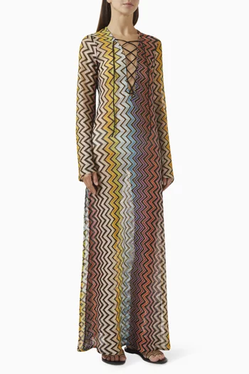 Zig Zag-print Long Cover-up Maxi Dress