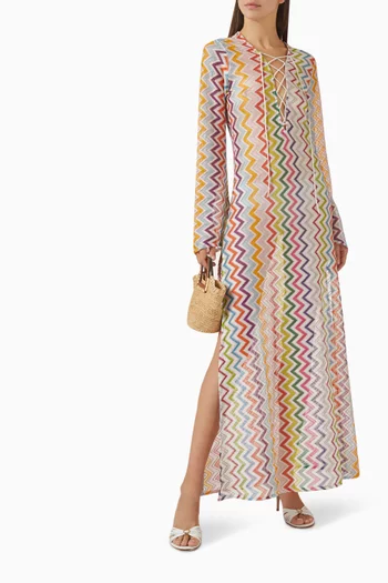 Zig Zag-print Long Cover-up Maxi Dress