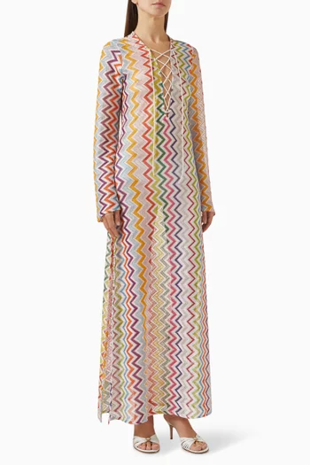 Zig Zag-print Long Cover-up Maxi Dress