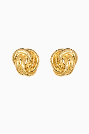 Elaina Knot Stud Earrings in 18kt Gold-plated Brass