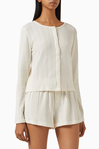 Pointelle Cardigan & Shorts Sleep Set