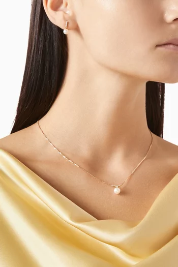 Kiku Cadeau Pearl & Diamond Earrings in 18kt Yellow Gold