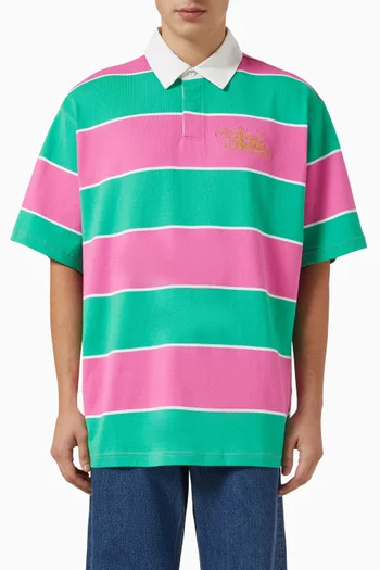 Astro Stripe Oversized Rugby Polo Shirt in Cotton
