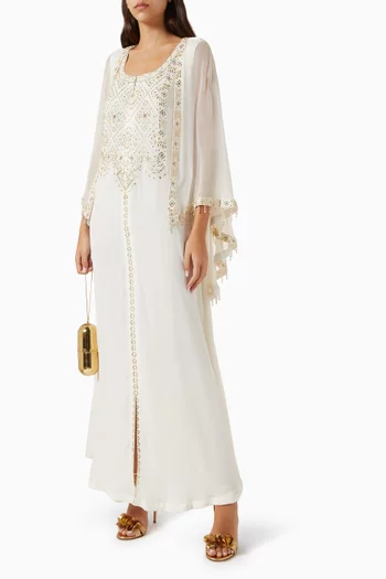 Crystal-embellished Tassel Jalabiya in Georgette