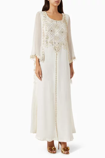 Crystal-embellished Tassel Jalabiya in Georgette