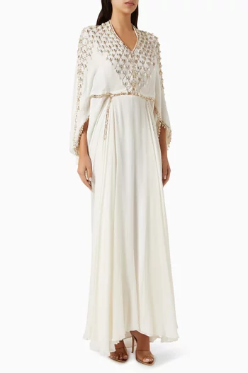 Moti Crystal Work Cowl Kaftan