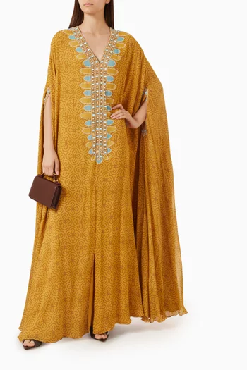 Stone-embellished Kaftan in Georgette
