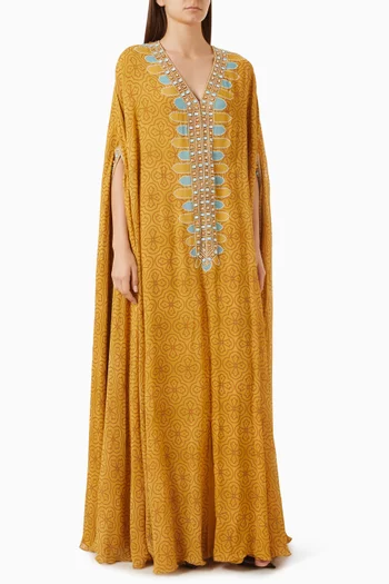 Stone-embellished Kaftan in Georgette