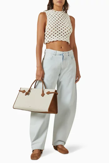 بلوزة بعقد يدوية مزيج قطن