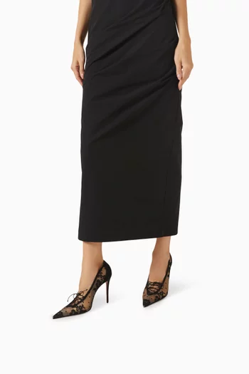 حذاء كلاسيك كيم بكعب 100 مم جلد عجل مخملي بأربطة