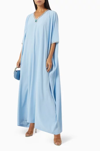 Crystal Embellished Kaftan in Crepe
