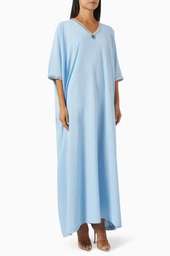 Crystal Embellished Kaftan in Crepe