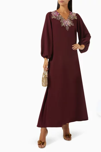Floral Sequin Embellished Kaftan in Silk