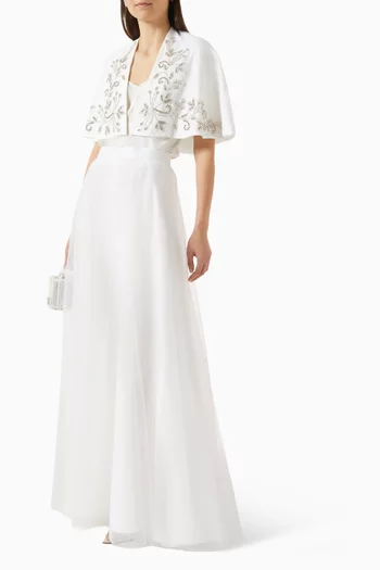 Embellished Cape & Skirt Set