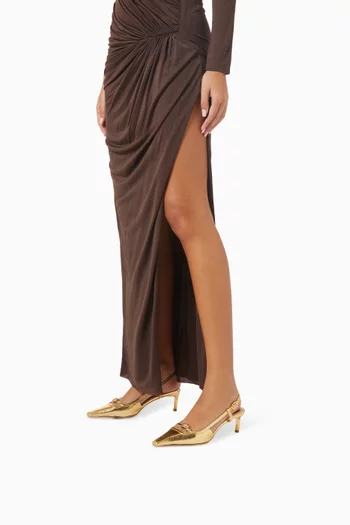 Viv' Canard 55 Slingback Pumps in Metallic Leather