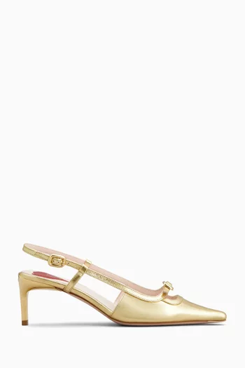 Viv' Canard 55 Slingback Pumps in Metallic Leather
