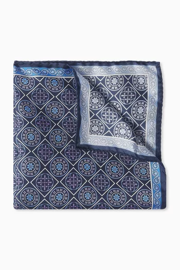 Medallion-print Pocket Square in Silk