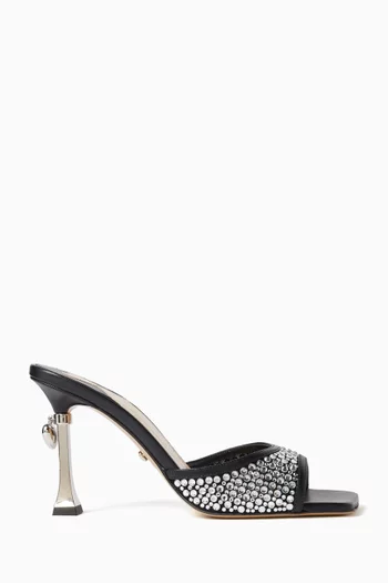 Puffy Heart 95 Mules in Crystal Mesh