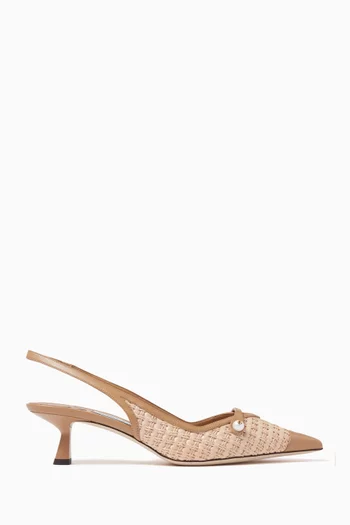 Amita 45 Slingback Pumps in Leather & Raffia