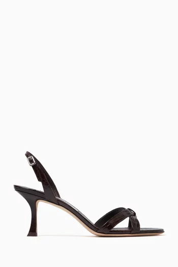 Elsy 70 Sandals in Croc-embossed Leather