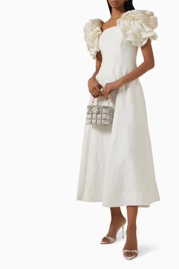 Twyla Flower-sleeve Midi Dress