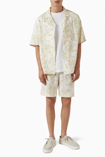 All-over Print Camp-collar Shirt in Cotton-Linen