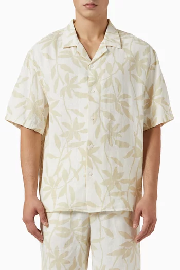 All-over Print Camp-collar Shirt in Cotton-Linen