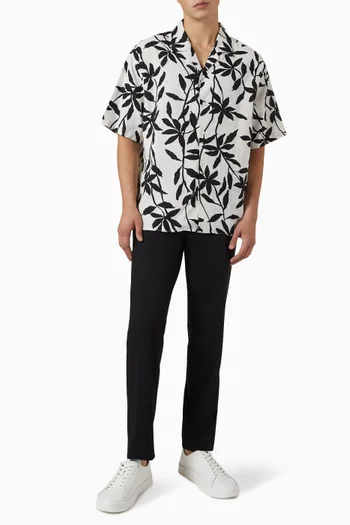 All-over Print Camp-collar Shirt in Cotton-Linen