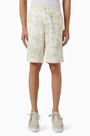 Pull-on Relaxed Shorts in Linen-cotton Blend