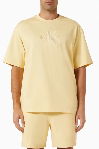 Monologo Embroidery T-shirt in Cotton