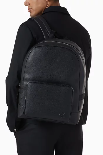 Cargo Round Backpack in Tumbled Faux Leather
