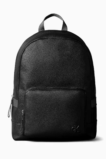 Cargo Round Backpack in Tumbled Faux Leather