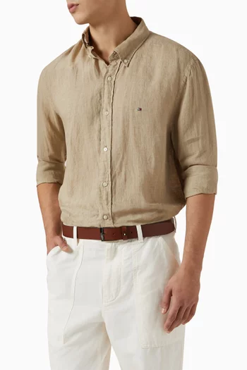 Adan Square Buckle Belt in Leather
