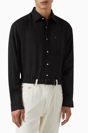 Layton Square Buckle Belt in Woven Elastic