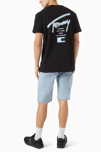 تي شيرت بطبعة شعار الماركة قطن