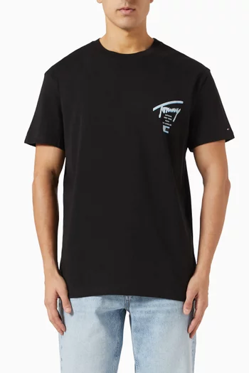 تي شيرت بطبعة شعار الماركة قطن