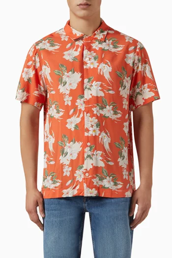 Floral Short-sleeve Shirt in Viscose