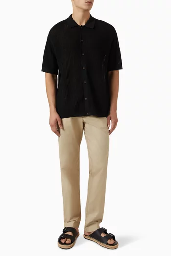 Open Knit Short-sleeve Shirt in Organic Cotton