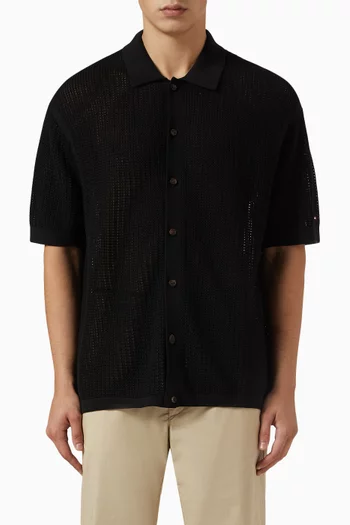 Open Knit Short-sleeve Shirt in Organic Cotton