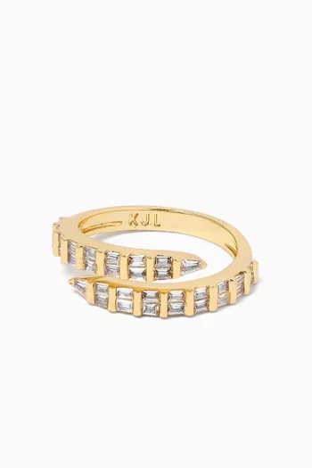 CZ Baguette Wrap Ring in Gold-plated Brass