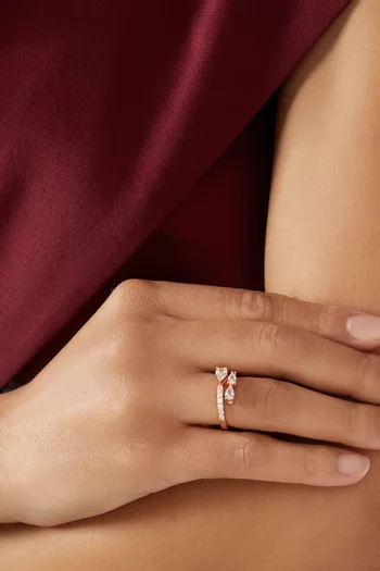 CZ Pear Wrap Ring in Rose Gold-plated Brass