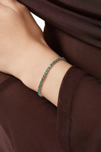 سوار تنس مرصع بأحجار مستطيلة نحاس مطلي بالروديوم