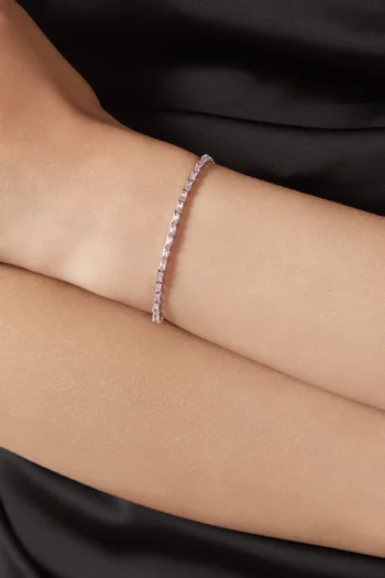 سوار تنس مرصع بأحجار مستطيلة نحاس مطلي بالروديوم